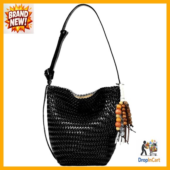 Satin Woven Tote Bag Handmade Crossbody Shoulder Bag Elegant Chic Minimal